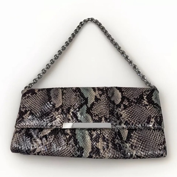 Sondra Roberts Handbags - Sondra Roberts Purse Python Clutch Handbag Brown Blue Party Going Out Mob Wife